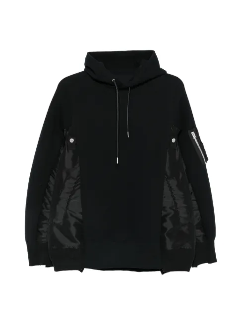 sacai panelled zip-pocket hoodie Black SCM325