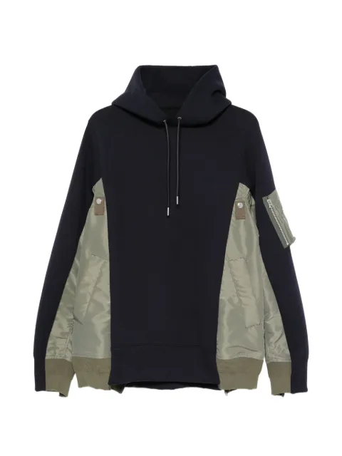 sacai panelled zip-pocket hoodie Blue SCM325