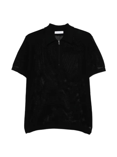 Daniele Fiesoli perforated-knit zip-fastening polo shirt Black DF3055