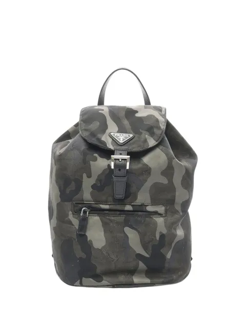 Prada Pre-Owned 2013-2026 Tessuto Camouflage Saffiano backpack Green OTQ2ASDZ275A1ICR