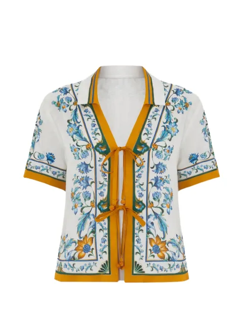 FARM Rio Flora tile-pattern blouse White 260205007