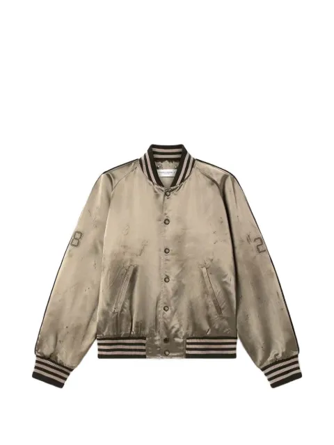 Golden Goose bomber jacket in green satin with ribbed hems and collar Neutrals GUP02540P002324