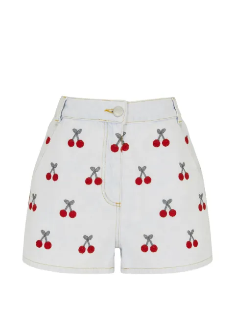 FARM Rio cherry-print shorts Blue 349041
