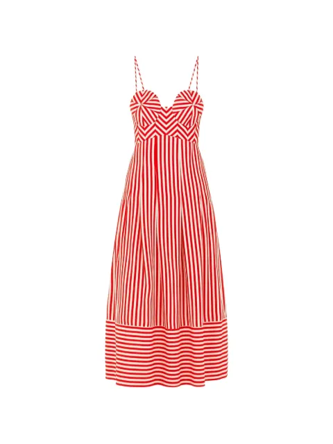 FARM Rio striped midi dress Red 348984