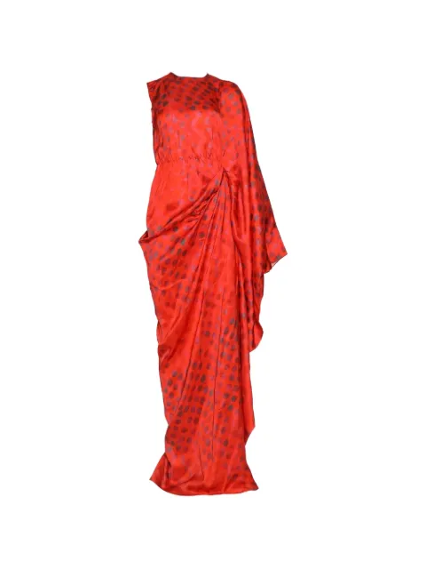 Dima Ayad polka dot one-shoulder maxi dress Red DA26RES14