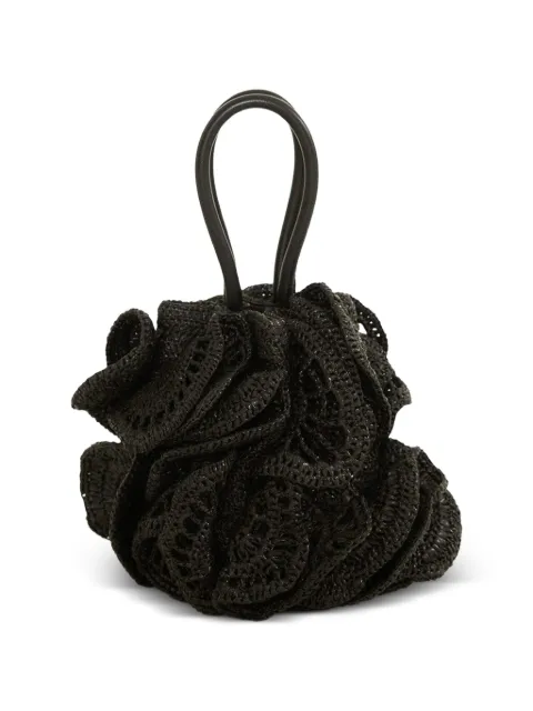 FARM Rio raffia flower tote bag Black 362861