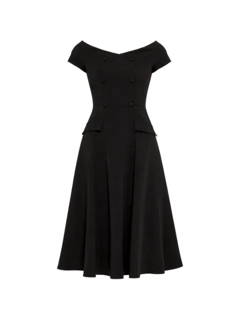 NISSA A-line button crepe dress Black RC16453BLACK