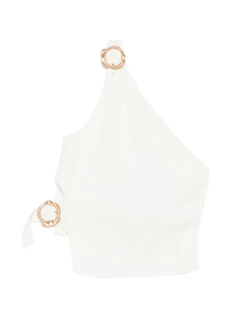 Cult Gaia Valeria one-shoulder ring-detail top White SWTTP3844YV2418OWHSDCOWHSOFFWHITE