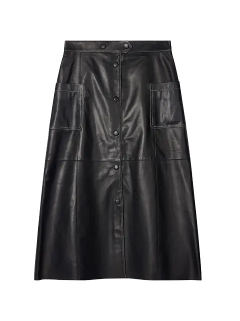 PS Paul Smith buttoned leather midi skirt Black W2R301SLV31161
