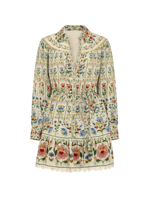 FARM Rio floral mini dress Neutrals 348907