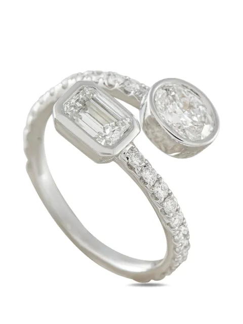 LB Exclusive diamond bypass ring Silver ALR19074