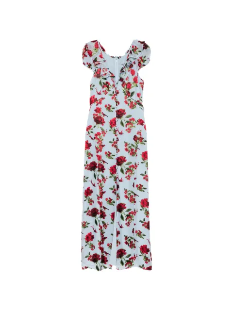 alice + olivia x Stacey Bendet Tara floral-print ruffled midi dress Blue CC603B03555