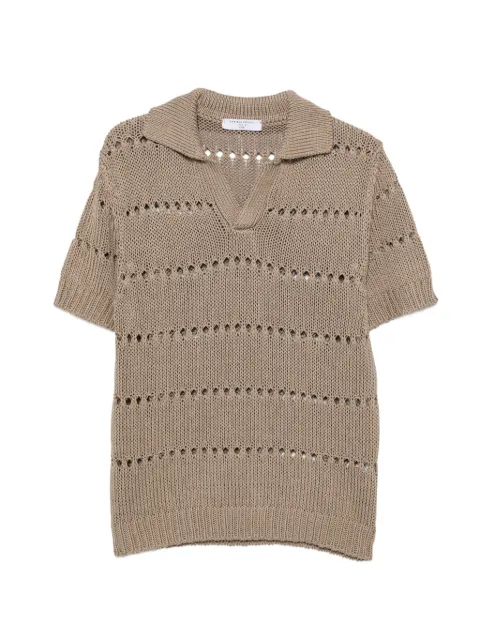 Daniele Fiesoli pointelle-knit short-sleeve sweater Neutrals DF4071