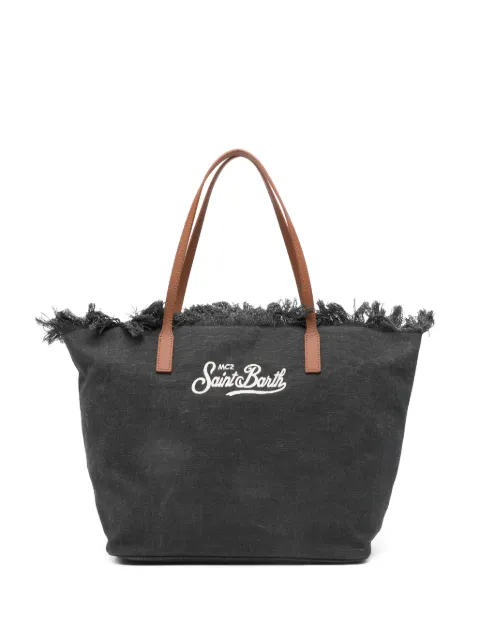 MC2 Saint Barth fringed logo-embroidered tote bag Black CBF0001