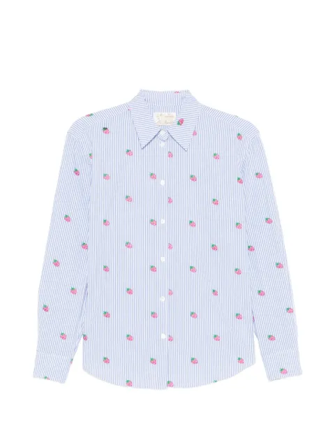 MC2 Saint Barth strawberry-embroidered striped shirt Blue MEREDITH00693L