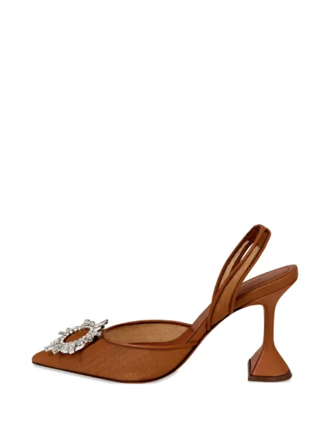 Amina Muaddi Begum embellished slingback heeled pumps Neutrals BEGUMMESHSLING95