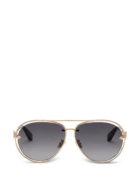 Roberto Cavalli monogram-plaque pilot-frame sunglasses Gold SRC032M0300