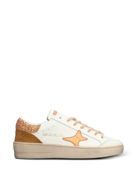 Ama Brand glitter-embellished star-patch sneakers White 4531