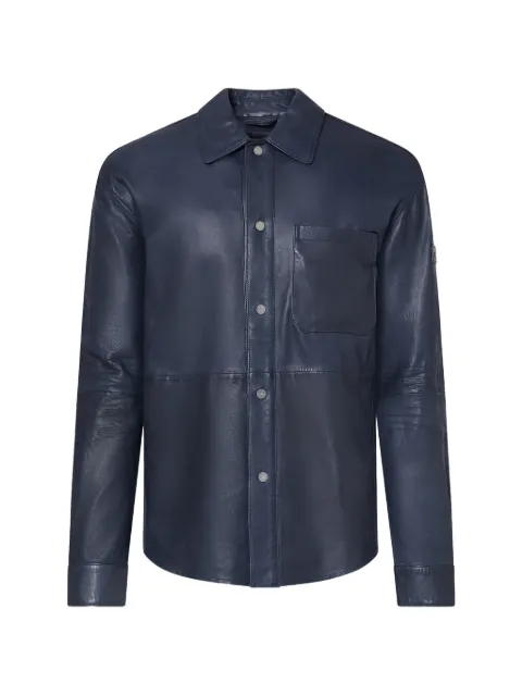 Peuterey chest-pocket leather overshirt Blue PEU573999012416