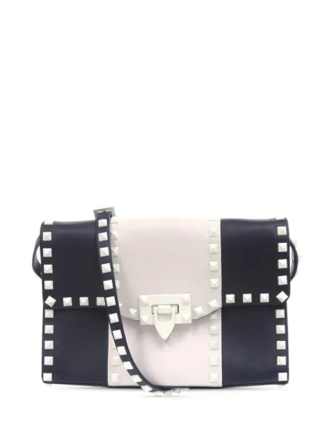 Valentino Garavani Pre-Owned 2010-2025 Medium Leather Colorblock Rockstud Flip Lock crossbody bag Blue LYTCAVZTXROXQB3I