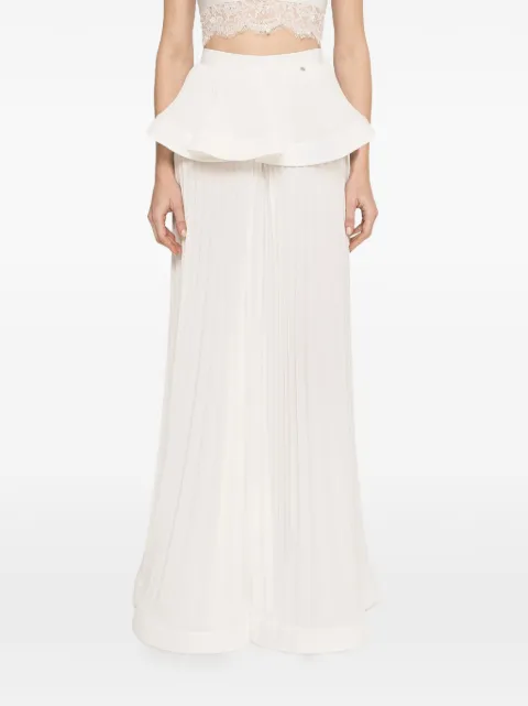 NISSA pleated palazzo pants White RPS16679