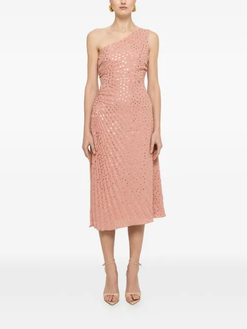 NISSA one-shoulder pleated midi dress Pink RS16283PRINT