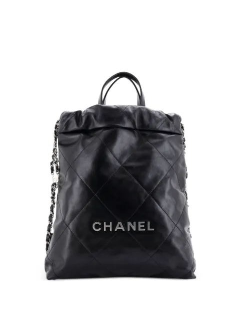 CHANEL Pre-Owned 22 Chain Quilted Calfskin Medium backpack Black PY2N6QP0X59HISVU