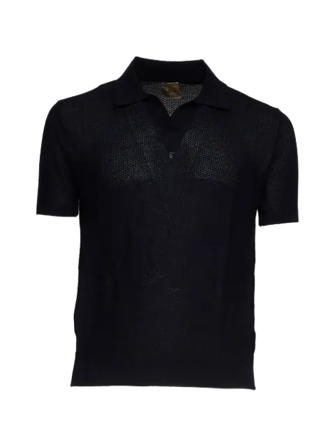 RAKKI honeycomb-knit V-neck polo shirt Blue BRANDO