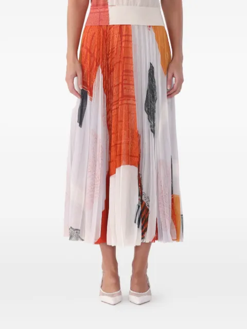 Jason Wu Collection x Robert Rauschenberg pleated artwork midi skirt White S2608002B