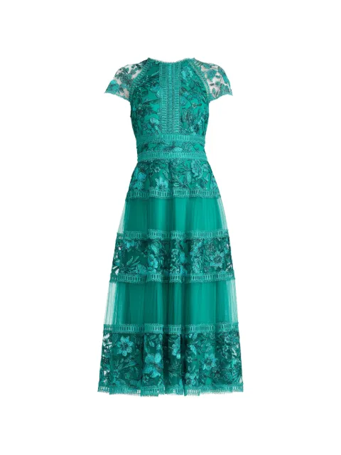 Tadashi Shoji floral-embroidered tiered midi dress Green CGV25752MDEMERA