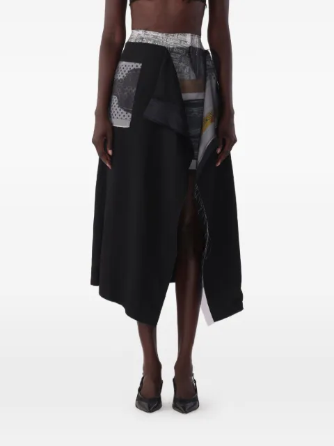 Jason Wu Collection x Robert Rauschenberg collage sheephead-artwork midi skirt Black S2608007