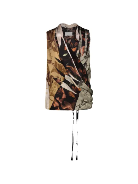 Maison Margiela floral-print draped top Black S29NC0532M35987