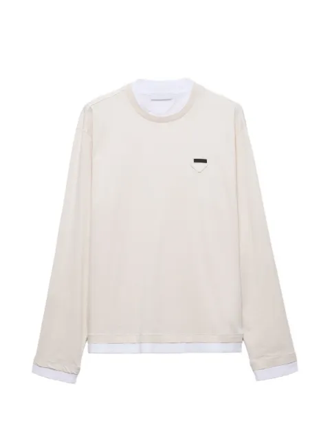 Prada long-sleeved cotton T-shirt Neutrals UJL73B11CD