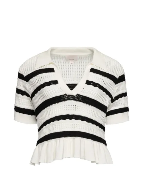 Cinq A Sept Elvire striped-ruffled sweater White ZK1046A6554ZIVB