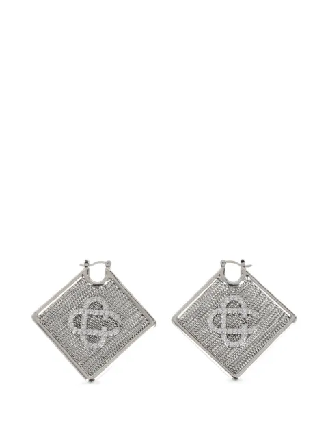 Casablanca mesh-texture crystal-logo earrings Silver ASS26JW390098