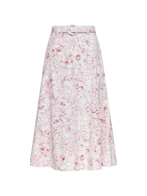 Cinq A Sept Nala floral-print belted midi skirt White ZS61211620ZWGOB