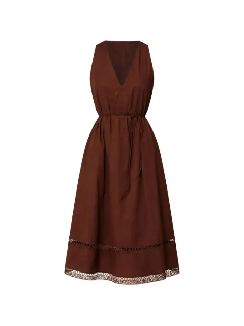 TWINSET poplin long dress with embroidery Brown 261TT2250