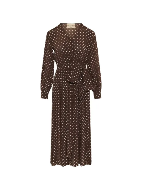 Valentino Garavani midi polka-dot tie-waist dress Brown BVAHU69DW