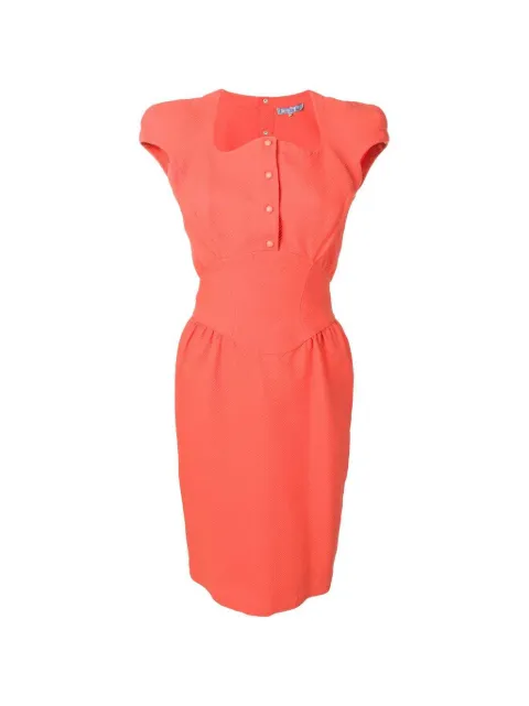 Thierry Mugler Pre-Owned cap-sleeve pencil dress Orange M1703206