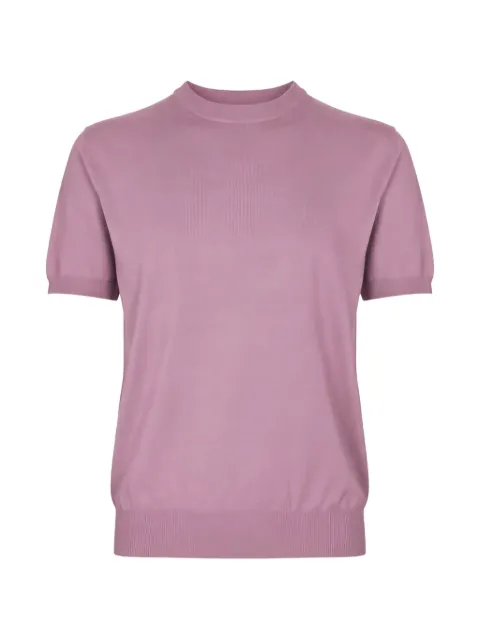 Altea fine-knit ribbed-trim T-shirt Purple 2651043836083
