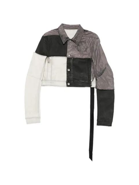 Rick Owens DRKSHDW Little Joe patchwork cropped jacket White DU01F4754SCOW3A