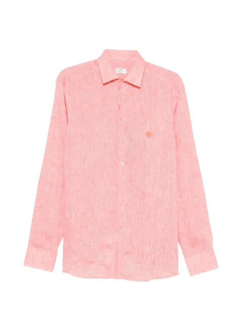 ETRO Pegaso-embroidered slub-texture shirt Orange MRIB000299TU3F3