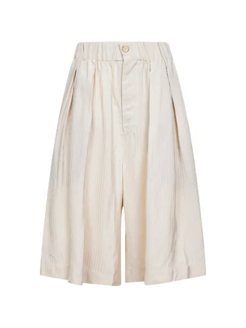 Uma Wang elasticated-waist pleated shorts Neutrals UW3014UW101
