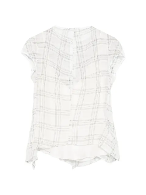 Marc Le Bihan check-pattern sheer blouse White 2666PE26