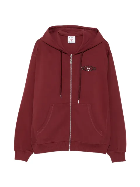 Casablanca logo-patch zip hoodie Red MSP26JTP47301