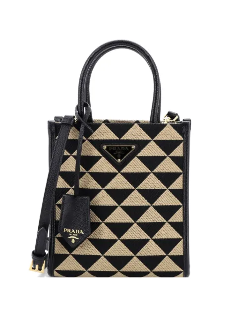 Prada Pre-Owned Symbole Shopper Tote Jacquard Mini crossbody bag Neutrals E9TQM90W6YK6GWBC