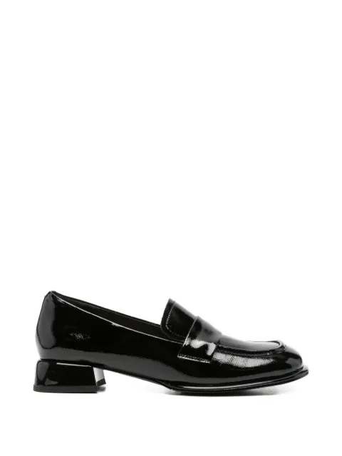 SERGIO MORETTI FIRENZE patent-finish square-toe loafers Black 659426111