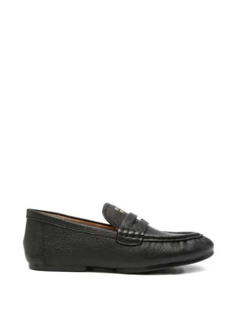 SERGIO MORETTI FIRENZE pebbled logo-plaque loafers Black 604426121BLK