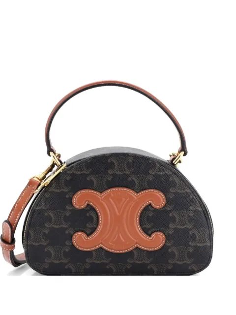 Celine Pre-Owned Half Moon Case Triomphe Coated Canvas with Leather crossbody bag Brown OM1A46UBAX1ZK8L0
