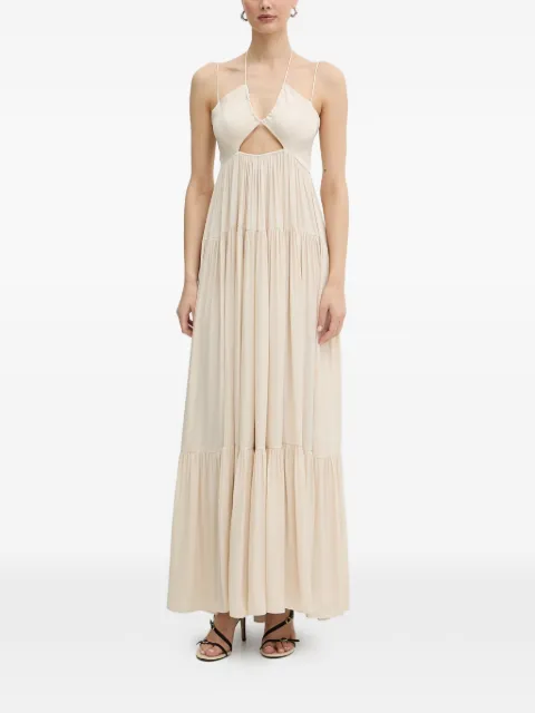 Patrizia Pepe cut-out tiered dress Neutrals 2A3065A772